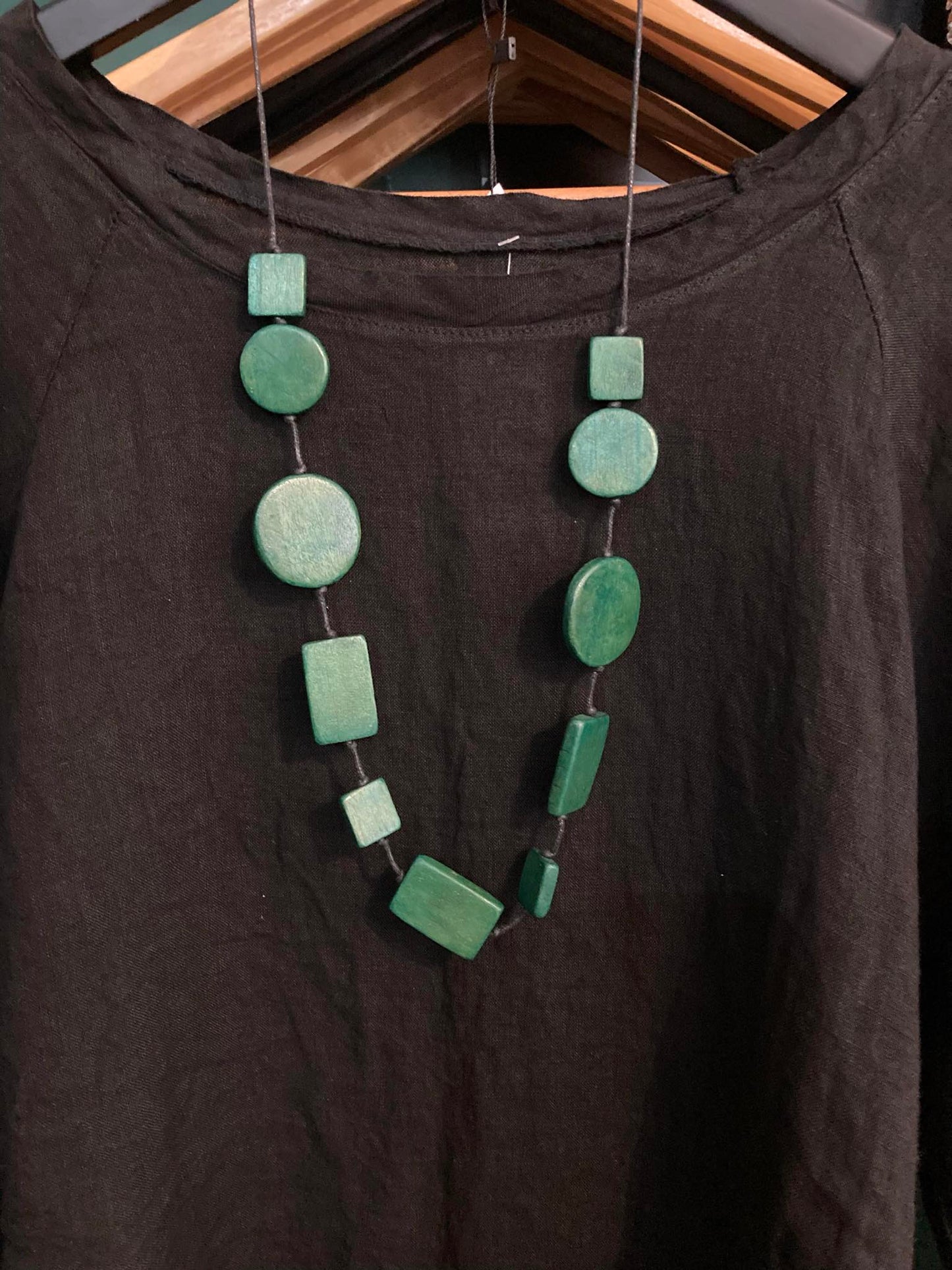 Wooden green necklace