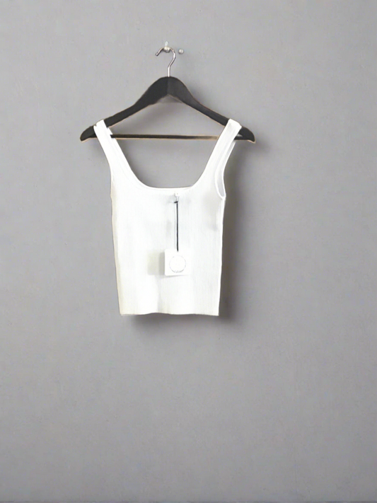 Basic knit rib singlet - white