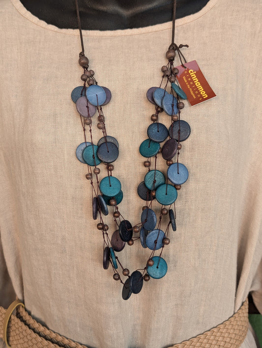 Cool tone wooden bead necklace