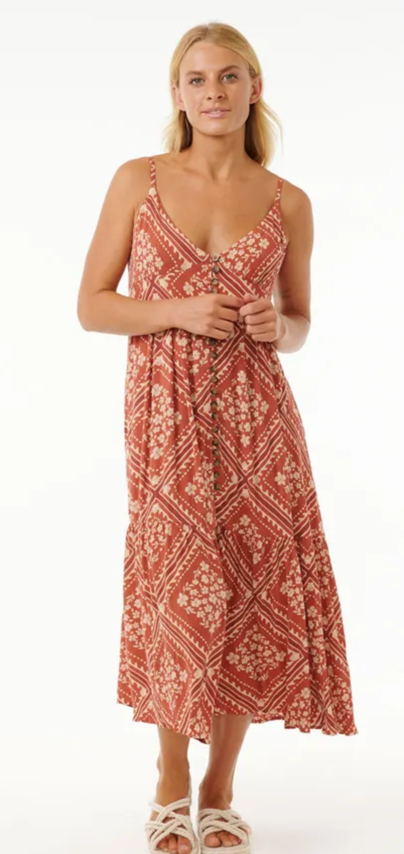 RIP CURL SOLEIL BUTTON THROUGH MAXI RUST