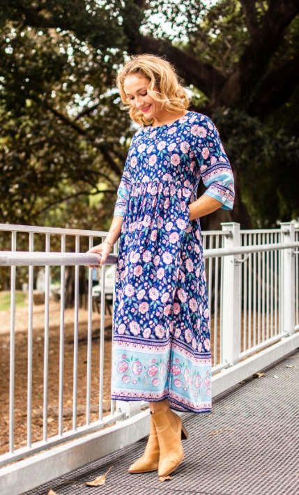 blue bohemian dress