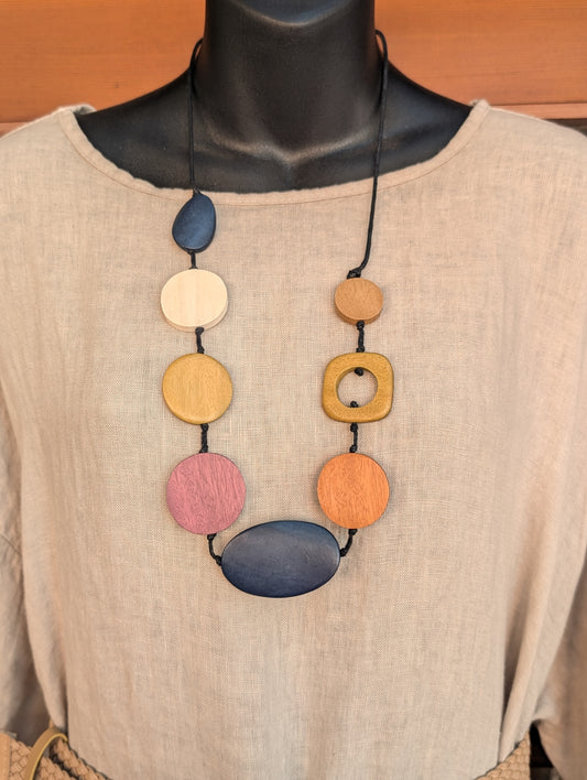 Soft hue wooden necklace