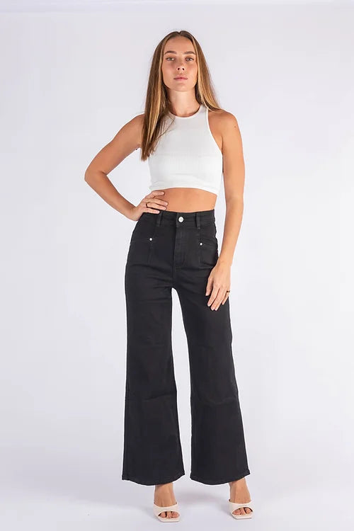 wide leg black jeans