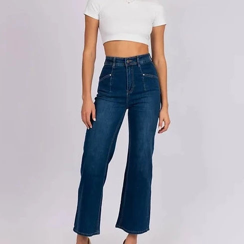 wide leg front pocket jeans